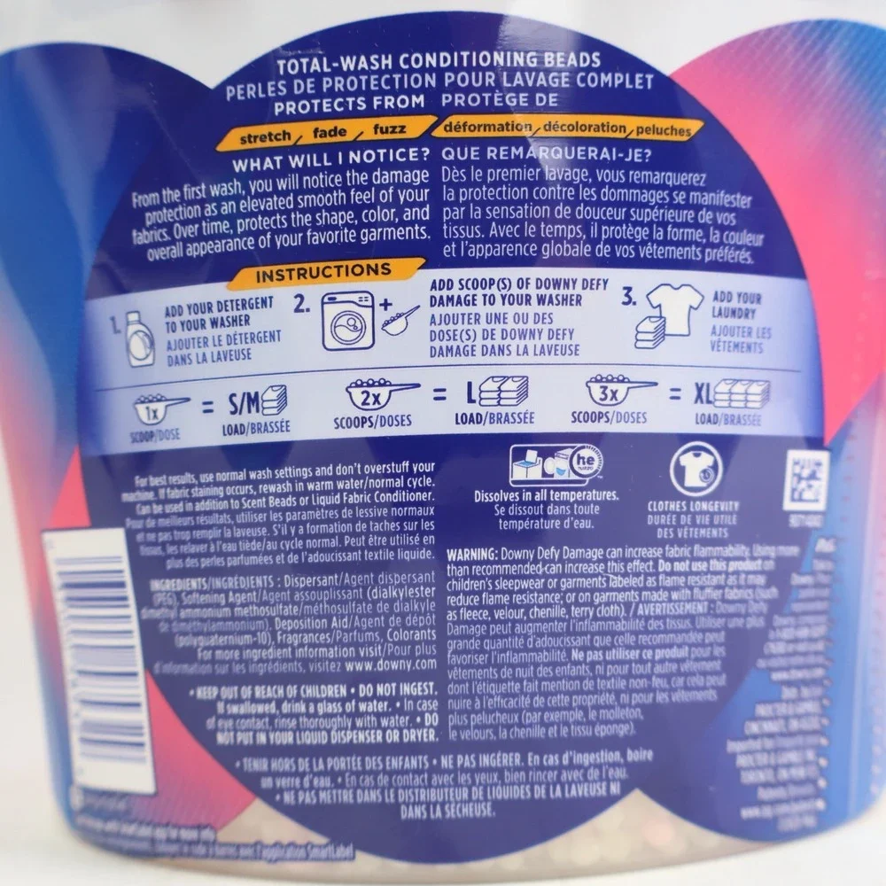 Downy Defy Damage Total-Wash Fabric Conditioning Beads, Fabric Softener, 18.1 oz